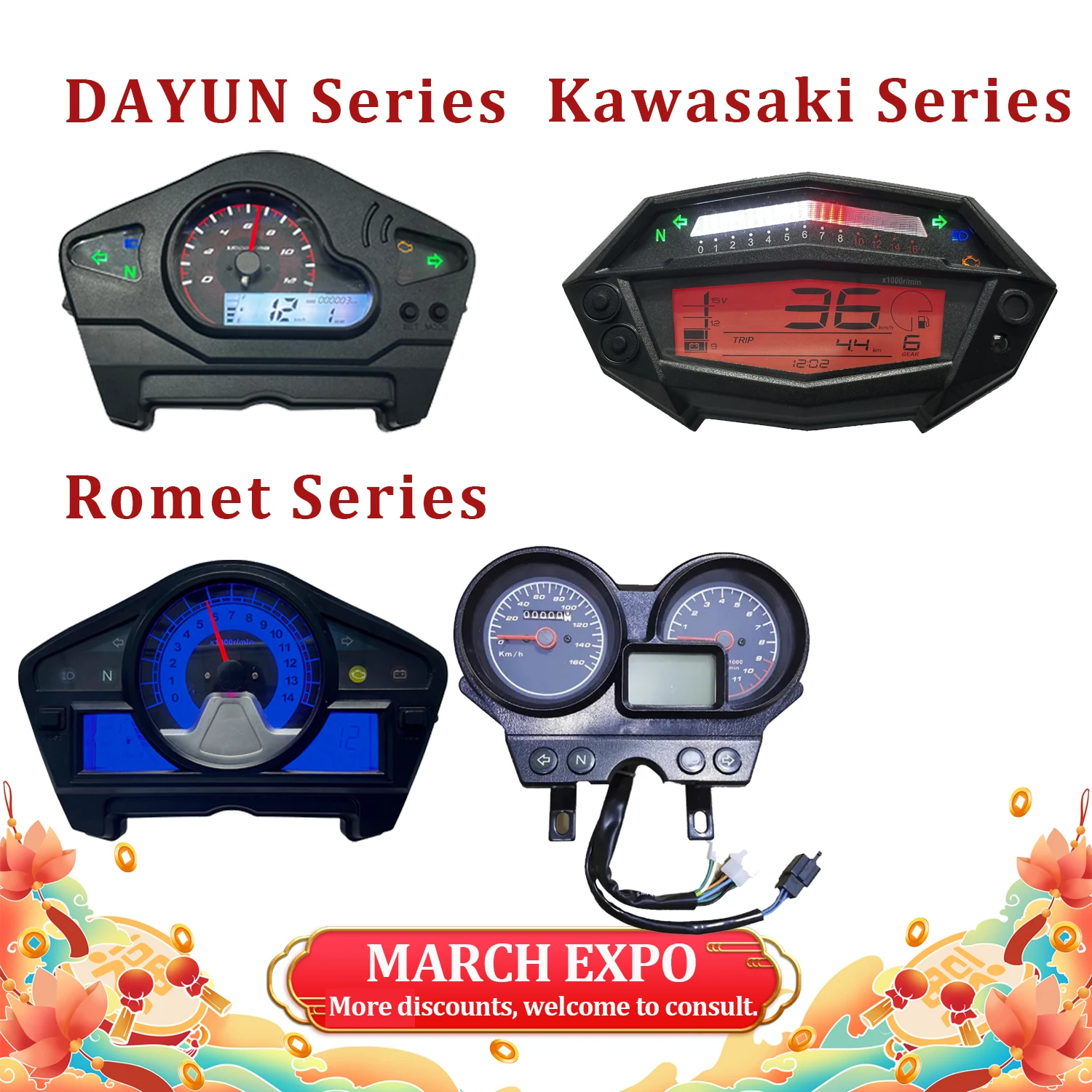 MARCH EXPO Discount LCD Motorcycle Speedometer Digital Odometer for Romet R125 R 125 Cvt Sigma Nkd 150