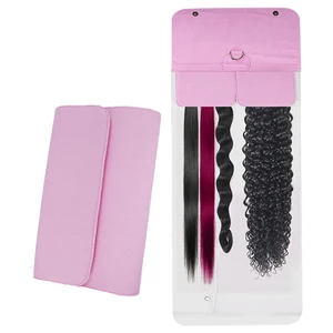 Women's Custom Logo Satin Hair Packaging Bags Waterproof Windows Wig Storage with Hanger Special Purpose Cases