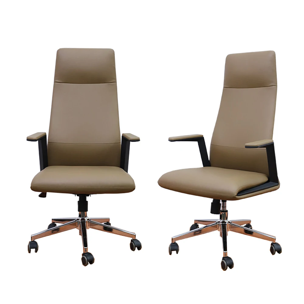 Minimalist Swivel Modern Leisure Chair Adjustable Height Executive Leather Office Chair High Back Black Boss Chair