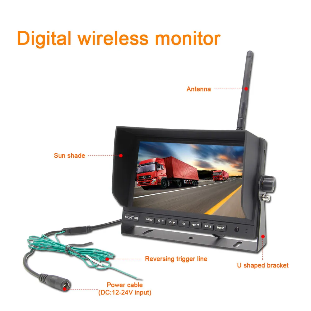 WiFi Car Security Car Camera System Wireless 7 Inch Monitor Camera