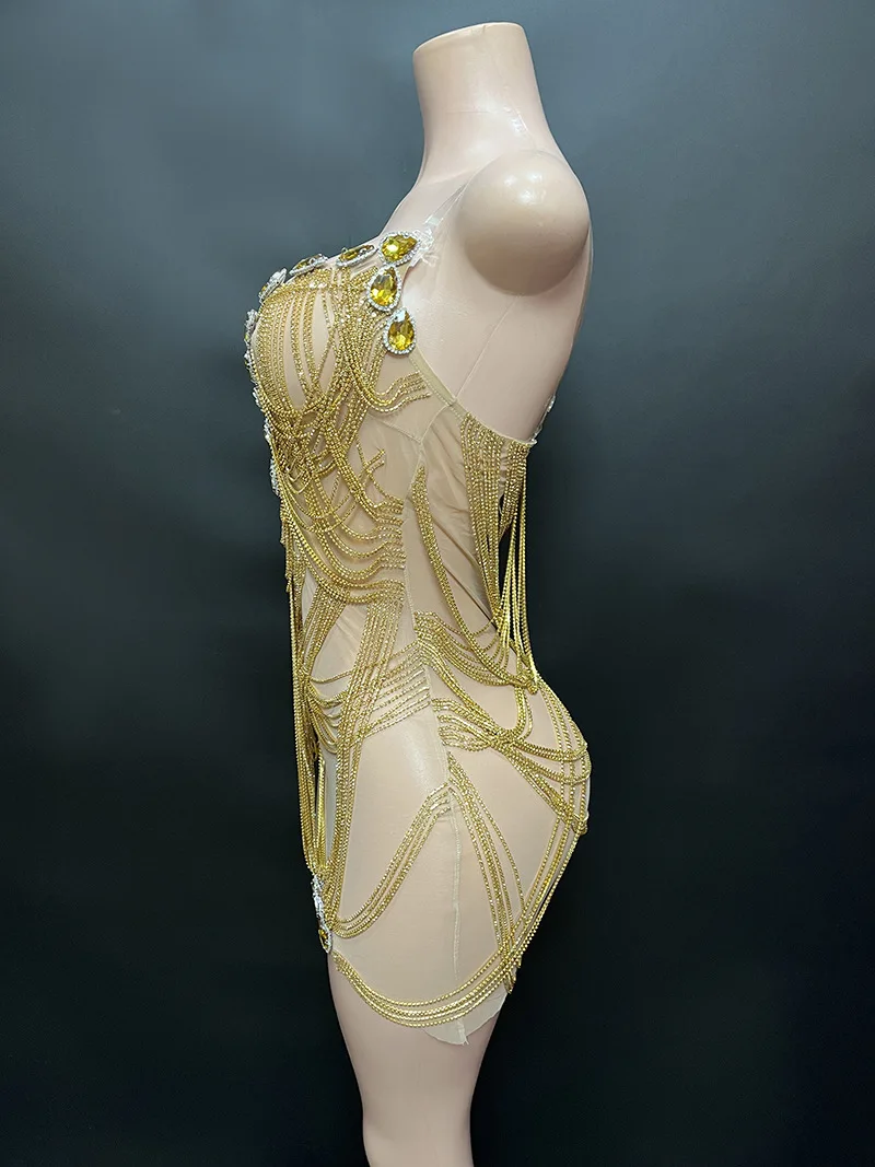 gold club dress One-shoulder Bodycon Bandage Mini Cut from our premium sequins in a gold hue Gold 2PCS Sequin Metallic Fringe