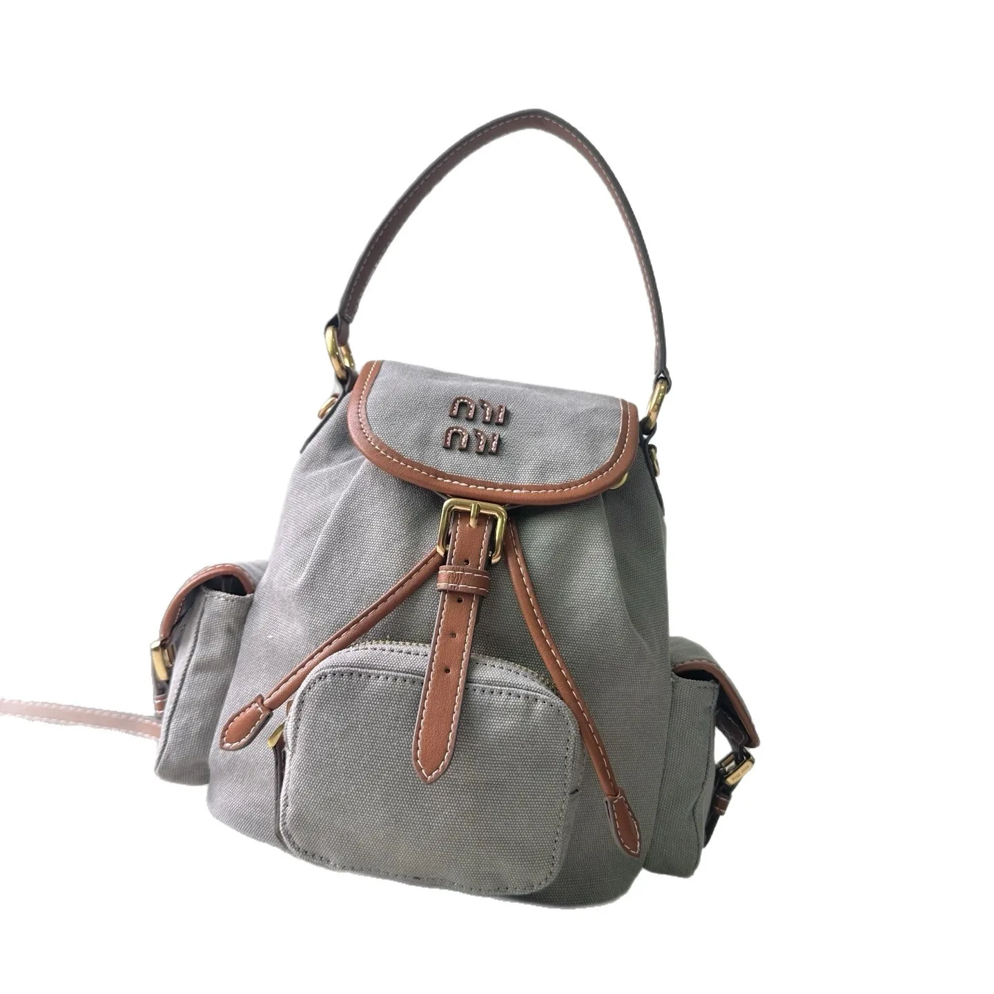 Mius New Fall/Winter Retro Urban Simplicity Canvas Backpack-Large Capacity Color-Block Design Polyester Wear-Resistant Women