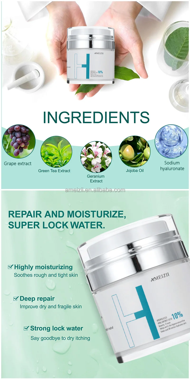 Wholesale Hyaluronic Acid Moisturizer Facial Cream Cremas Faciales Skin