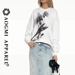 Couture Fashion Ladies Printed Crewneck Knit Sweater 100% Cotton Eco-Friendly Winter