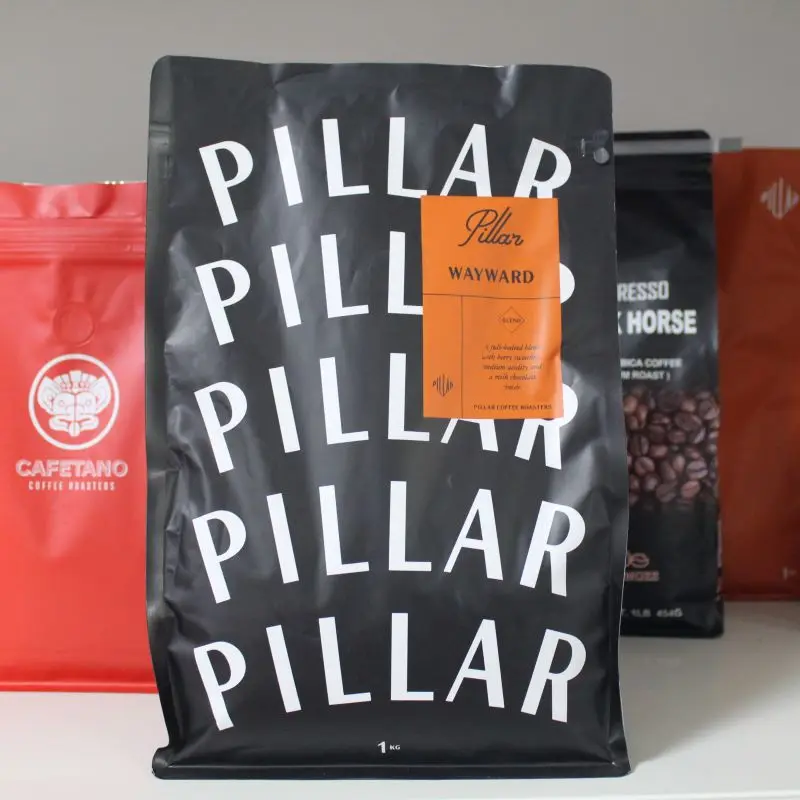 Custom Colorful Coffee Bean Bags With Zipper Valve And Window Stand Up