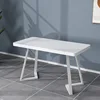 Tavolo lungo - legno massello bianco venato - gambe a V bianche - 120cm x 60cm
