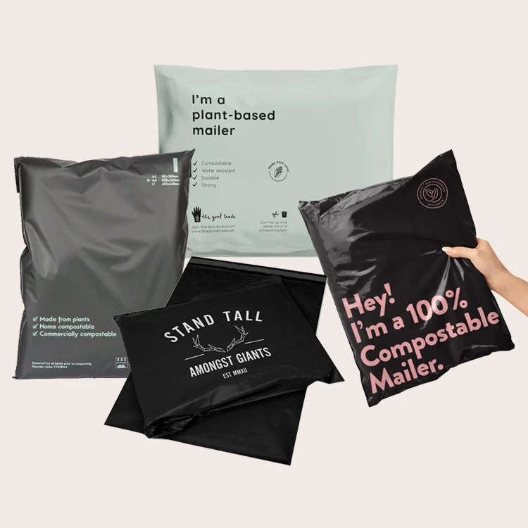 Custom Logo Printed 100% Compostable Polymailer Plastic Mail Clothes ...