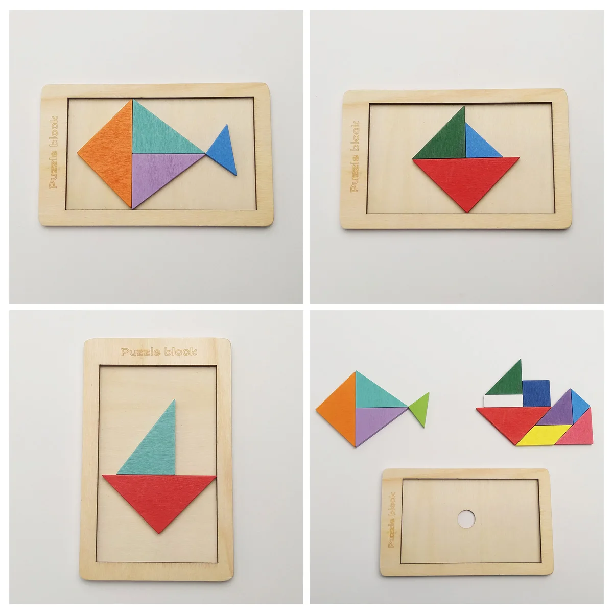 Educational Wooden Tangram Puzzles Classic Brain Teasers
