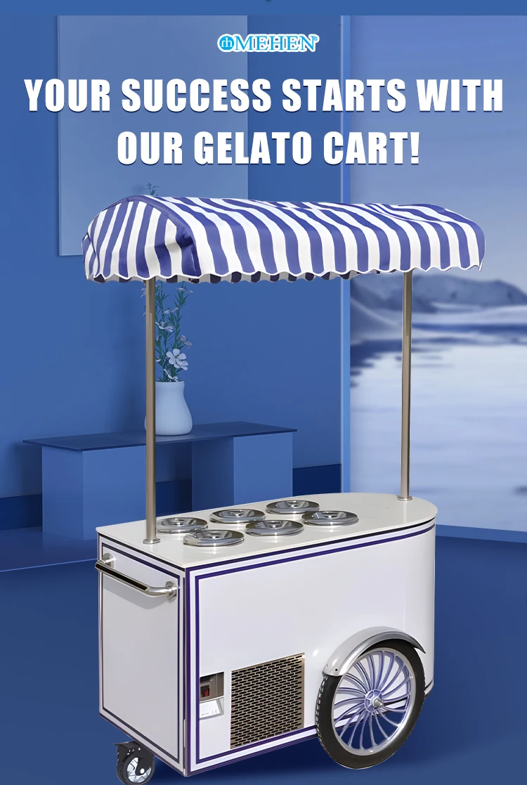 Mehen Mr4 Mr6 Mr8 Hard Ice Cream Cart With Wheels Ice Cream Push Cart