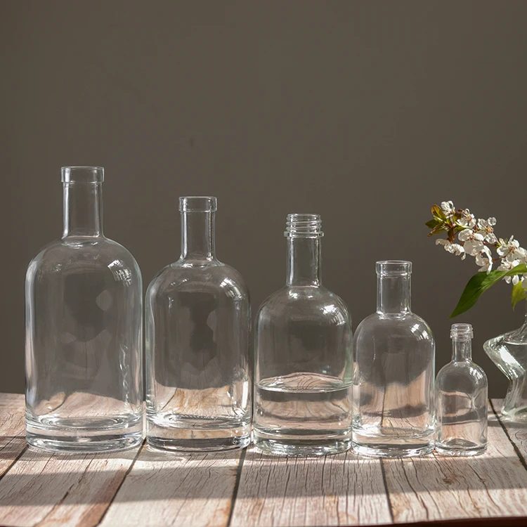 200ml 375ml 500ml 700ml 750ml 1000ml Whiskey Gin Whisky Liquor Glass Vodka Spirit Bottle for Liquor