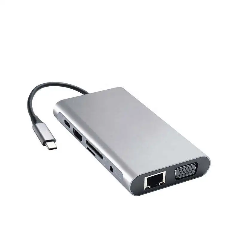 New Design Usb c Hub 10-in-1 Type c Hub USBC Hub Multiport Adapter for Mac Smart Phones with Ethernet