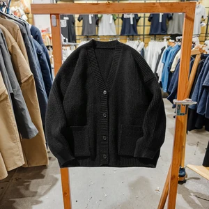 OEM & ODM Men's Autumn Winter Japanese Style Cardigan Sweater Simple Solid Color Knitted Jacket