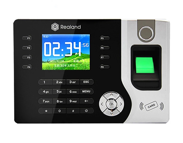 Realand biométrique RFID de contrôle daccès lecteur de carte de pointage Mot de passe pour des employés Noir Horloge temps dempreinte digitale