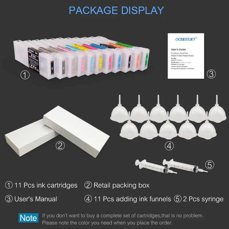 700ML/PC T8061-T8069 Empty Refillable Ink Cartridge With Chip for Epson P6080 P7080 P8080 P9080 Printer