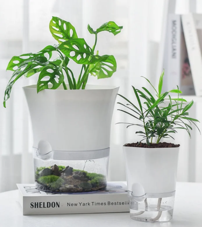 Оптовая продажа самополивающийся горшок для растений садовый воды Высота 18 см средний ленивый пластиковый цветочный