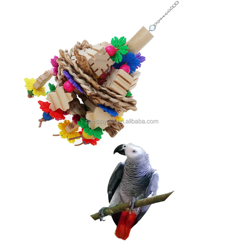 Parrot Cage Bite Toys - Eco-Friendly Wooden Block Chewing Toy for ... - Mini Parrot Cage With Extremist Toys
