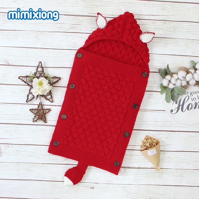 INS/тренд, детский вязаный однотонный конверт с защитой от ударов, детский спальный мешок