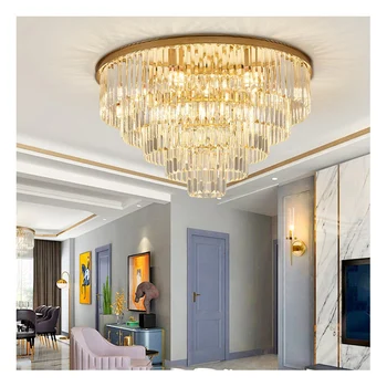 Round crystal pendant light home decorative lamps hotel lamps fixture gold new led modern luxury k9 crystal chandelier