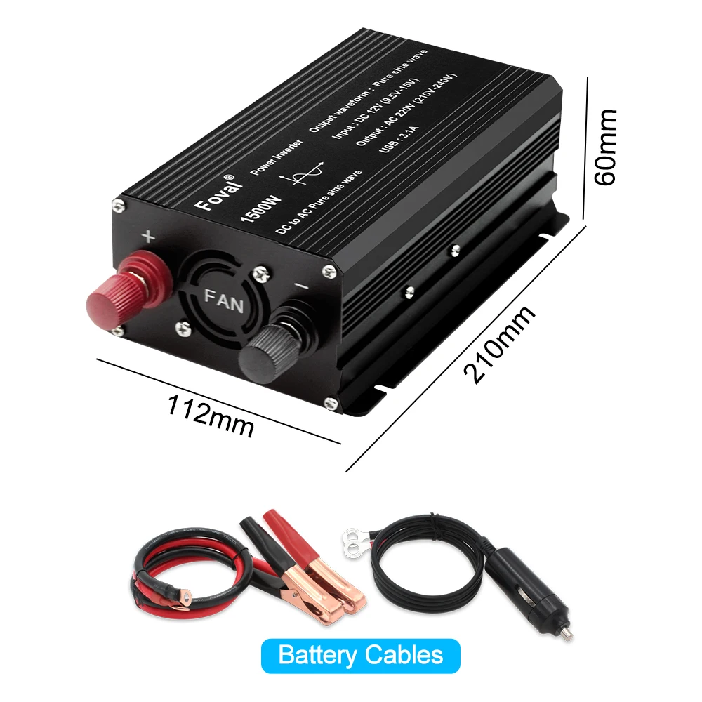 LVYUAN Pure Sine Wave Inverter 500 Watts Inverter 12V to 110V DC to AC with  Dual AC Sockets and Dual USB Charge Ports for Car, Solar Power Blue