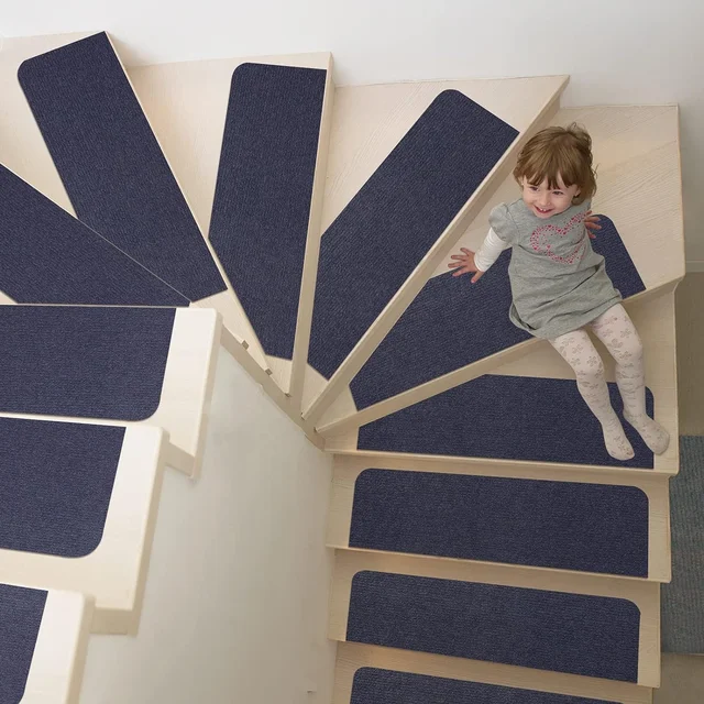 Self Adhesive Stair Carpet Tiles, Anti Slip Stair Treads, Safety Washable Rug Stair Carpet