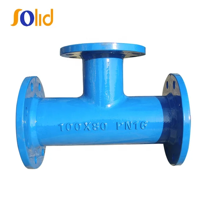 EN545 Casting ductile iron pipe fitting epoxy all flanged equal tee for potable water