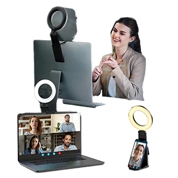 Excefore USB Powered Plastic Ring Light for Computer/Laptop Video Conference Selfie Lighting Kit Stand Cell Phone
