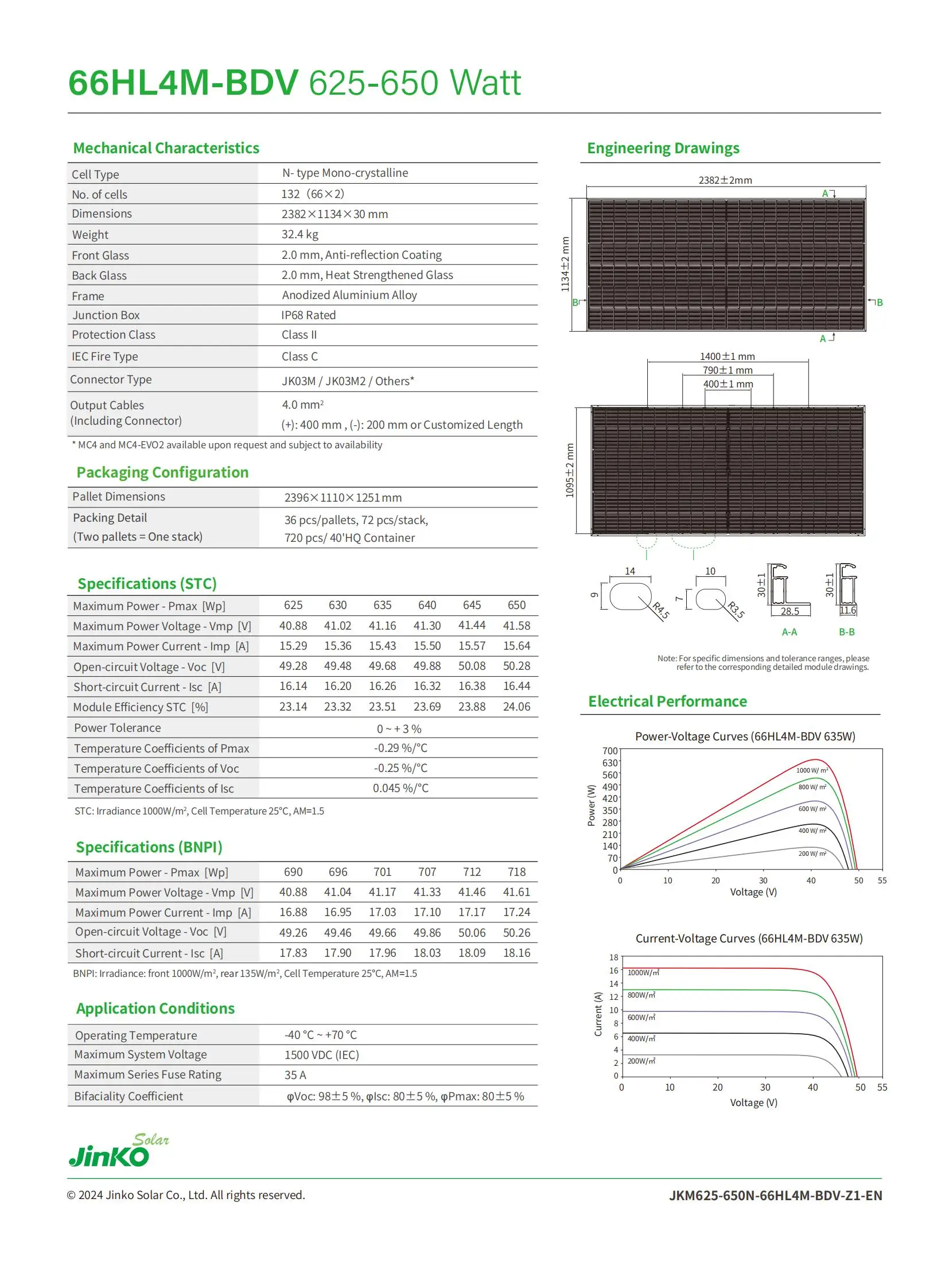 Jinko Solar Panels - High Efficiency 630W Tiger Neo N Type