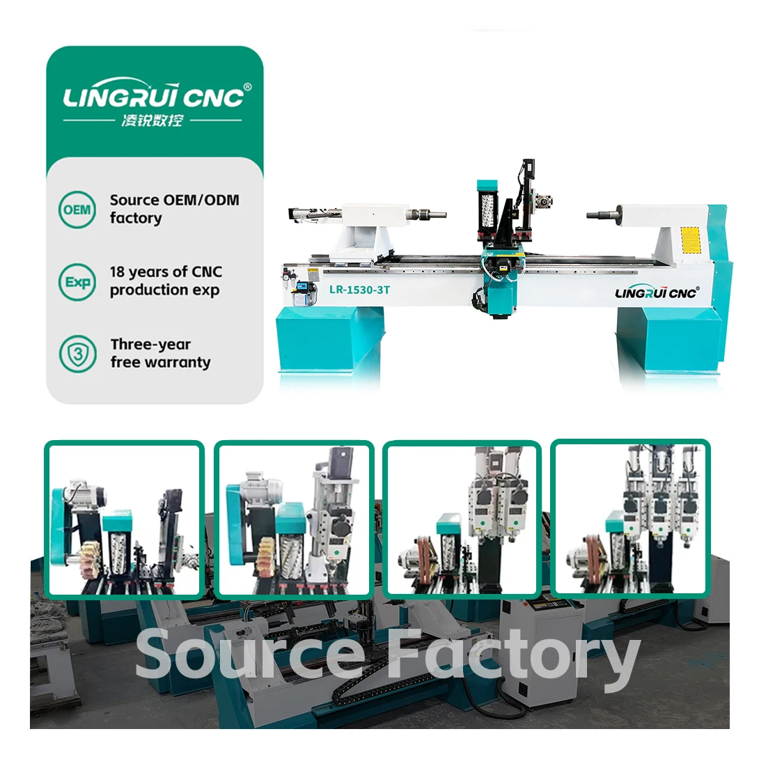 Cheap Price CNC Wood Lathe Machine LR-1530-3T Wooden Furniture Desk Table Chair Legs Sofa Feet Processing Lathe