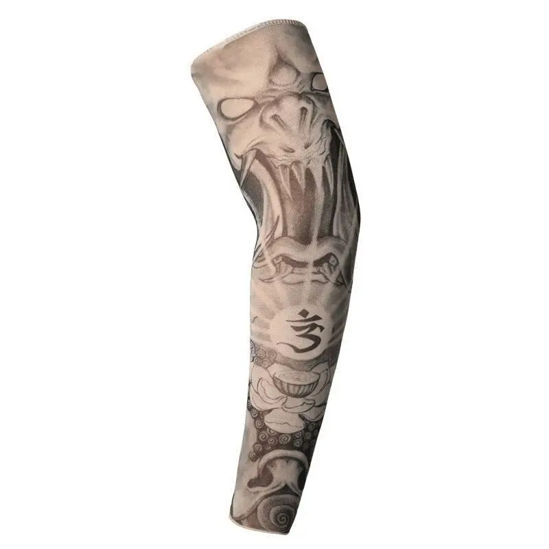 High Quality Professional Design Printed Elastic Nylon Fabric Full Long Tattoo Arm Sleeve for Four Seasons