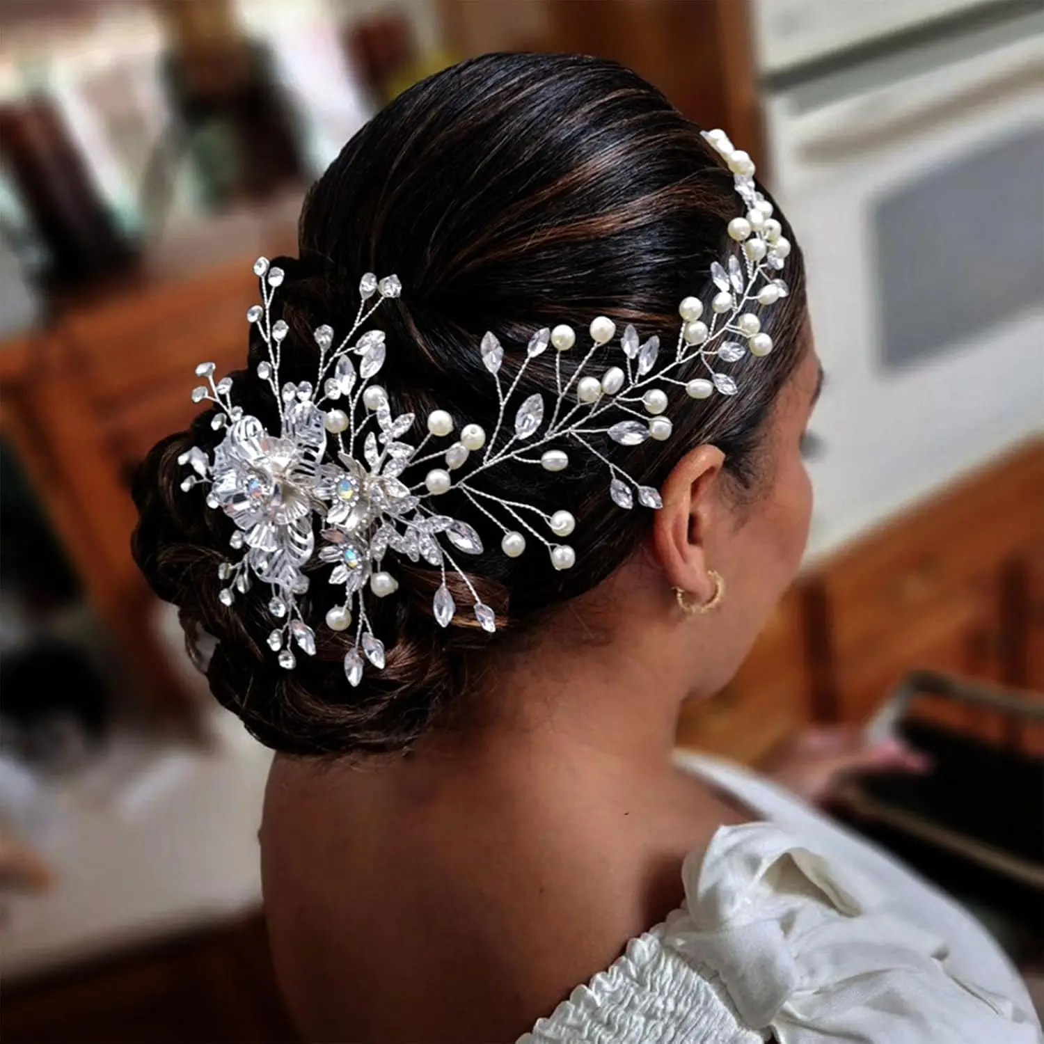 Premium Elegant Wedding Hair Pieces Rhinestone Bridal Hair Comb and Accessories for Bridesmaids Made of Silk - Image 3