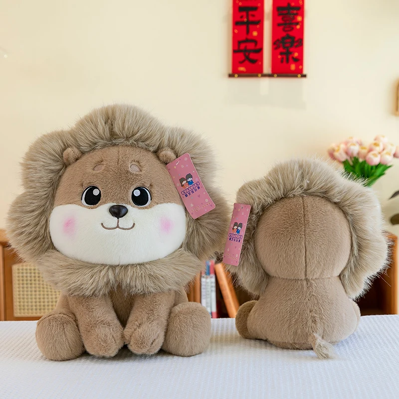 Custom Lion Plush Toy Stuffed Animal, Cute Soothing Wild Beast Doll for Kids Gift, Mascot, Car Decor and Plush Throw Pillow
