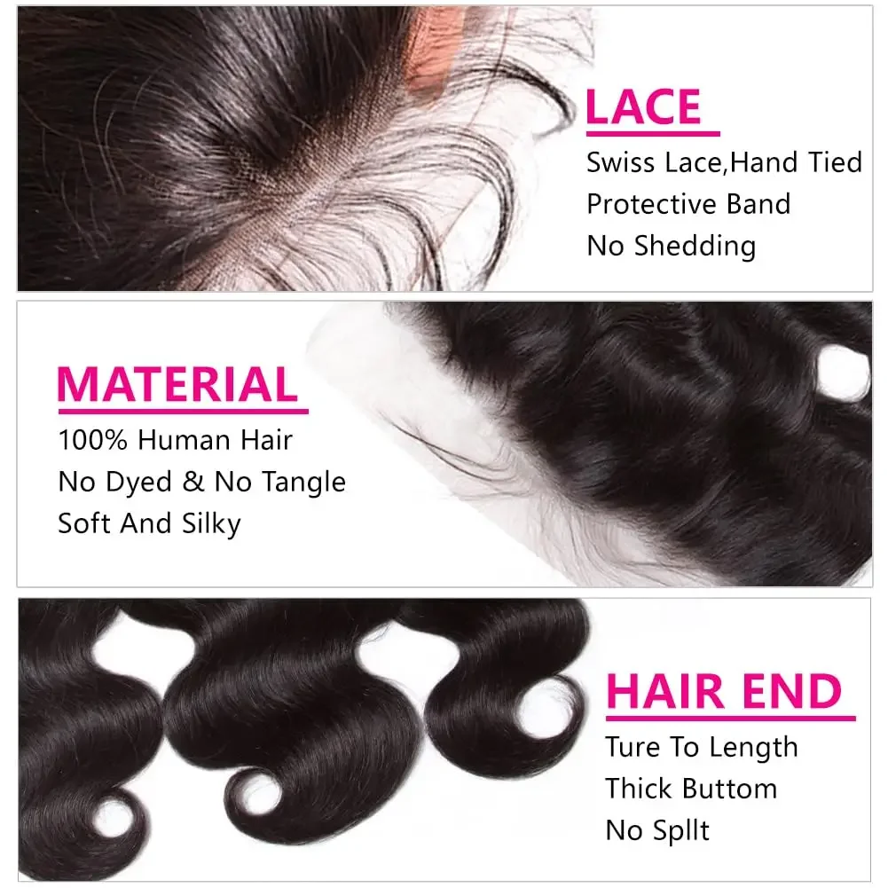 Peruvian Hair 4x4 Lace Closure Body Wave Hair 13x4 Transparent Lace Frontal 100% Human Hair_voghion.com