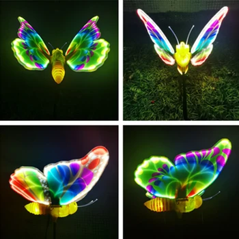 ダイナミックバタフライランプ | RGB色 & ソーラー電源対応の庭照明