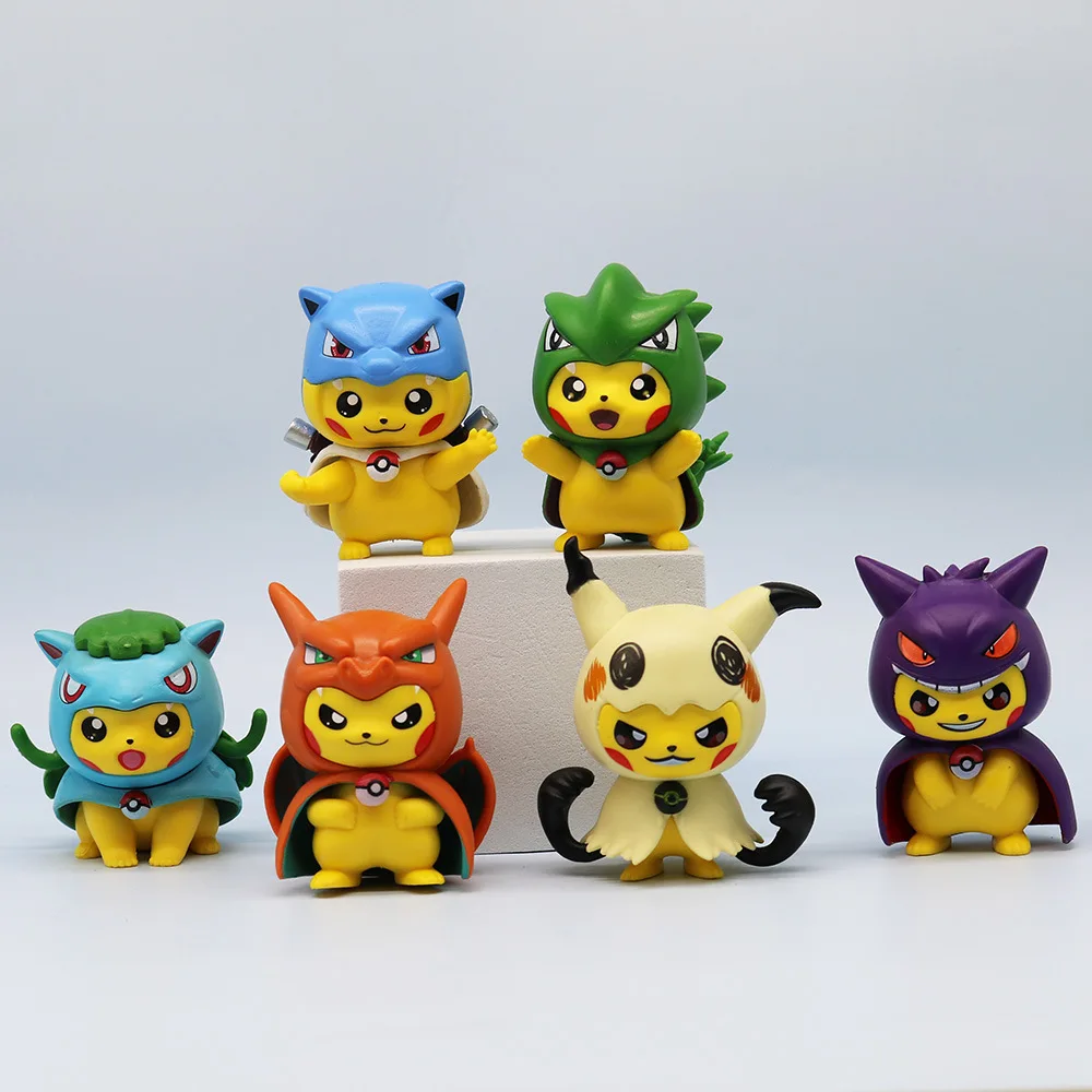 卸売6ピース/セット7.5cmポケモンピカチュウコスプレジンガーカ
