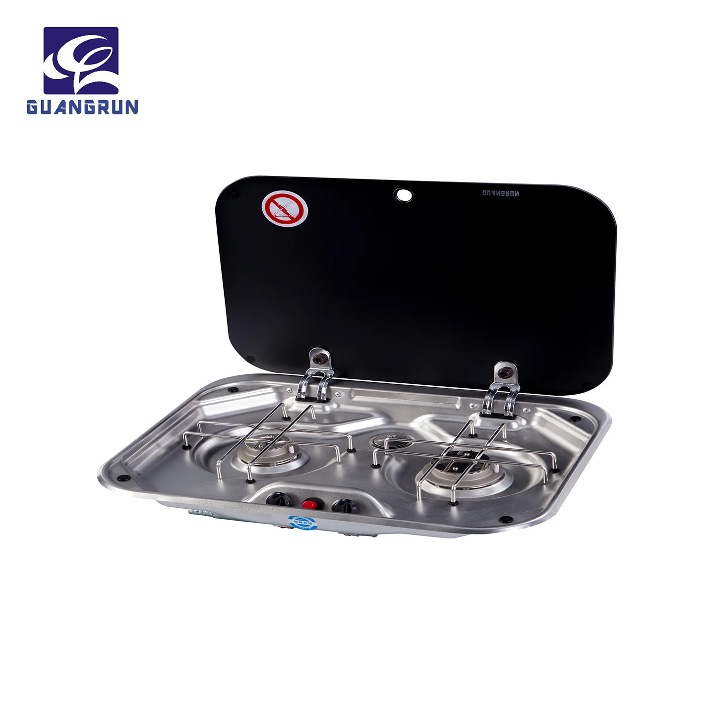 2 Burner Stainless Steel Gas Stove Cooker With Tempered Glass Lid For