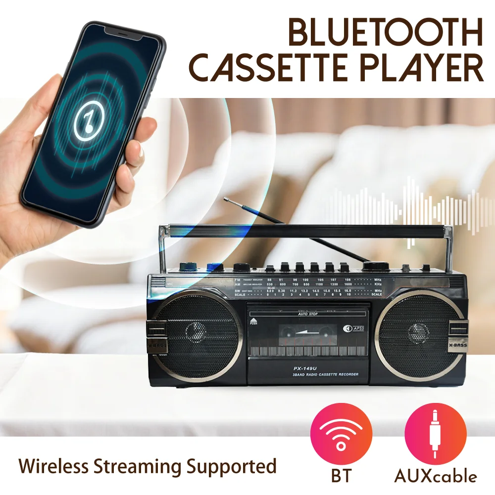 AudioLava Lecteur Cassette Portable - Convertit Les Cassettes en Format