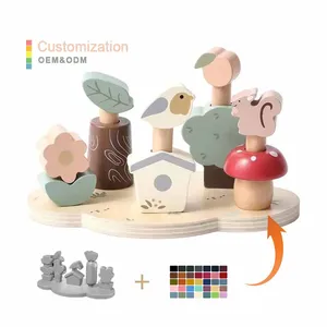 Wooden Forest Animal Interactive Stacking Toy Early Education & Hand-Eye Coordination Bounce Game for Children & Babies