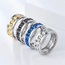 2024 Europe and the United States New Multi-color Rotating Stainless Steel Gear Men's and Women's Titanium Steel Ring