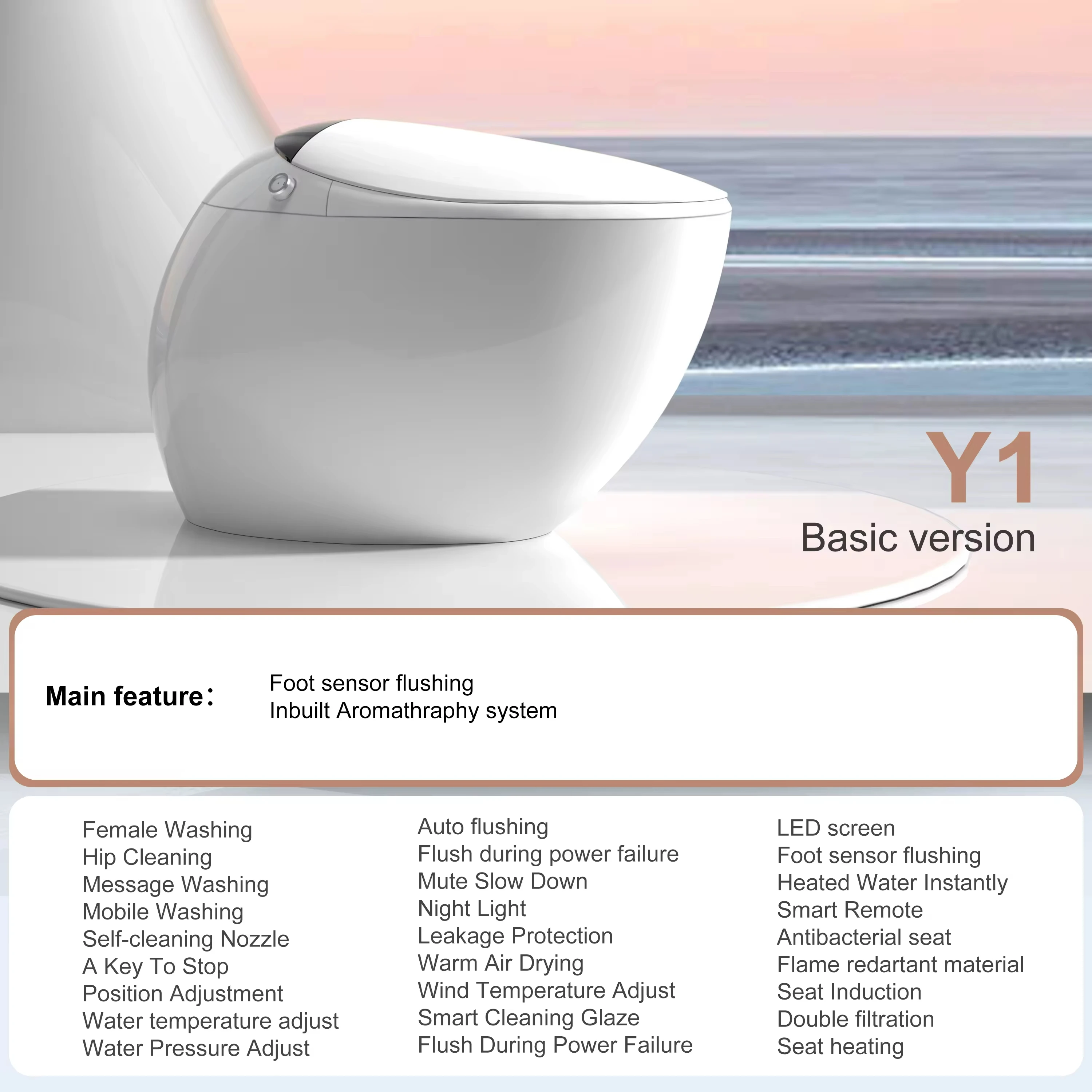 Hot selling modern ceramic sanitary ware egg shape wc self-clean flush toilet automatic intelligent toilet smart details