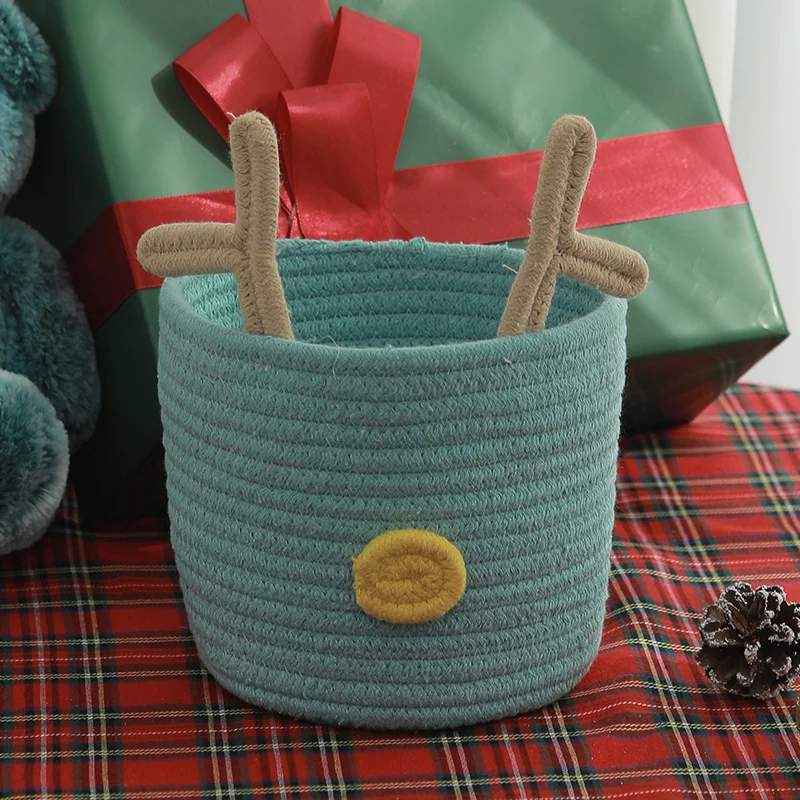 Weihnachts-Geschenkkorb Aus Baumwollseil – 12x8x4,7 Zoll, Rot/grün, Für Deko & Aufbewahrung