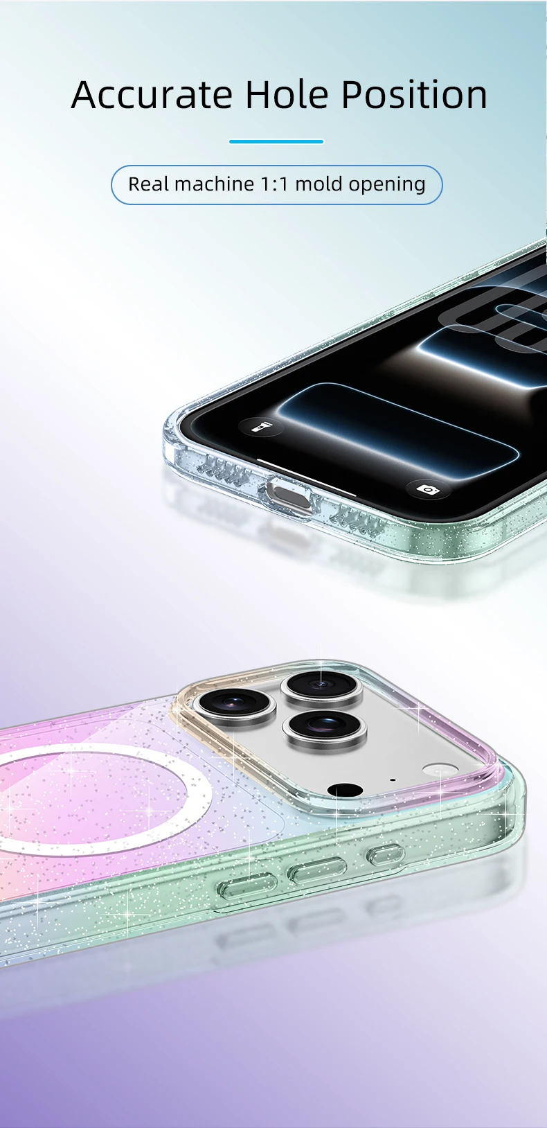 product soft tpupc phone case with anti yellow slim ultra magnetic glitter anti fingerprint texture phone case for iphone 17 pro-4