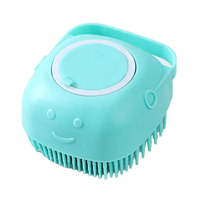 2024 Wholesale Soft Silicone 2-in-1 Dog Bath Brush Pet Massage Bath Brush with Shampoo Dispenser for Dog & Cat Grooming