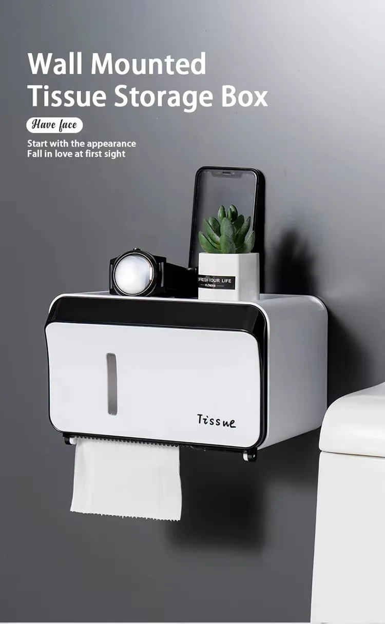 High Quality Modern Wall Mounted Plastic Paper Storage Box Facial Tissue Box Holder details