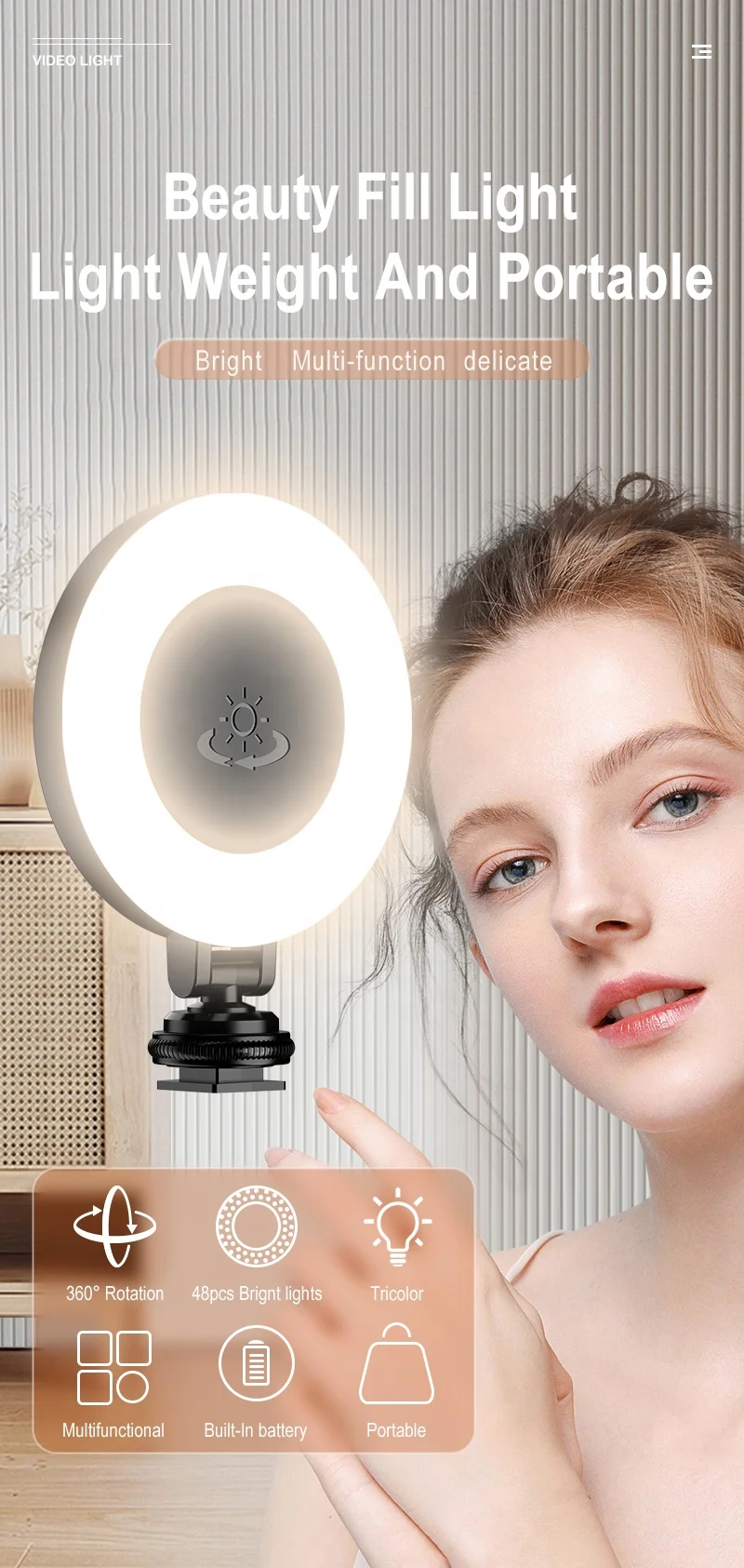 Lampe LED Carrée Pour Vidéo Et Selfie - Luminosité Réglable, Légère, Pour Streaming Et Maquillage