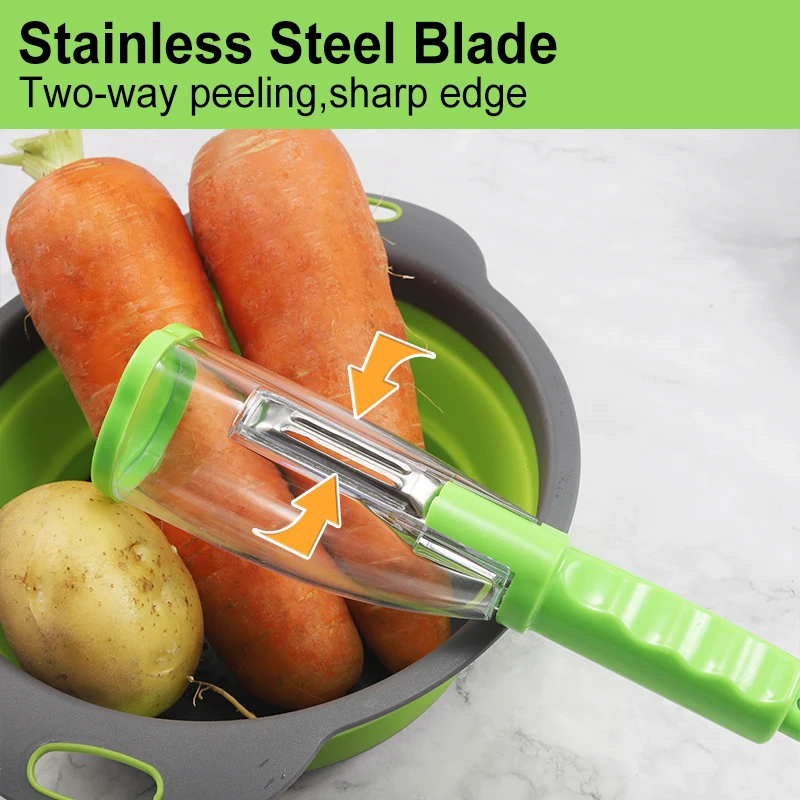Best Sell Kitchen Gadgets Vegetables Peeler With Container Storage Cup