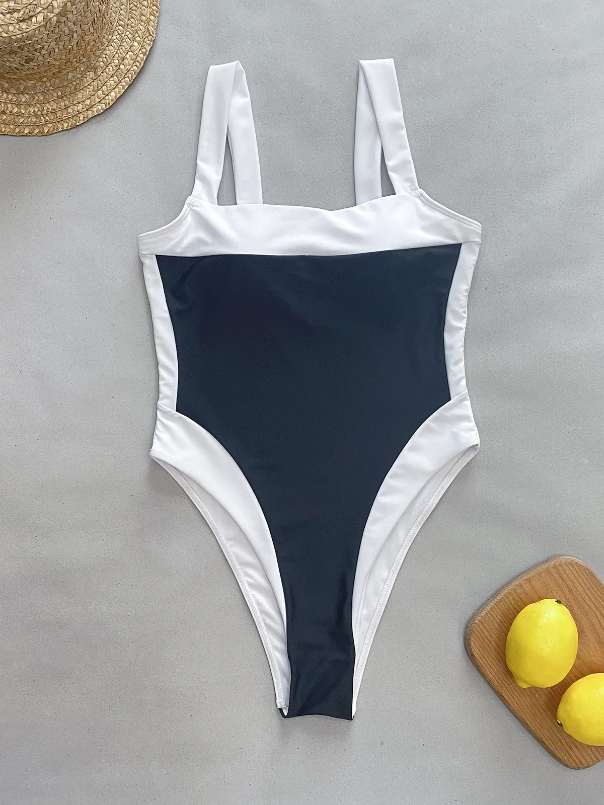 Jsn Compression Bathing Suit Black And White Classical Swim Wear Push ...