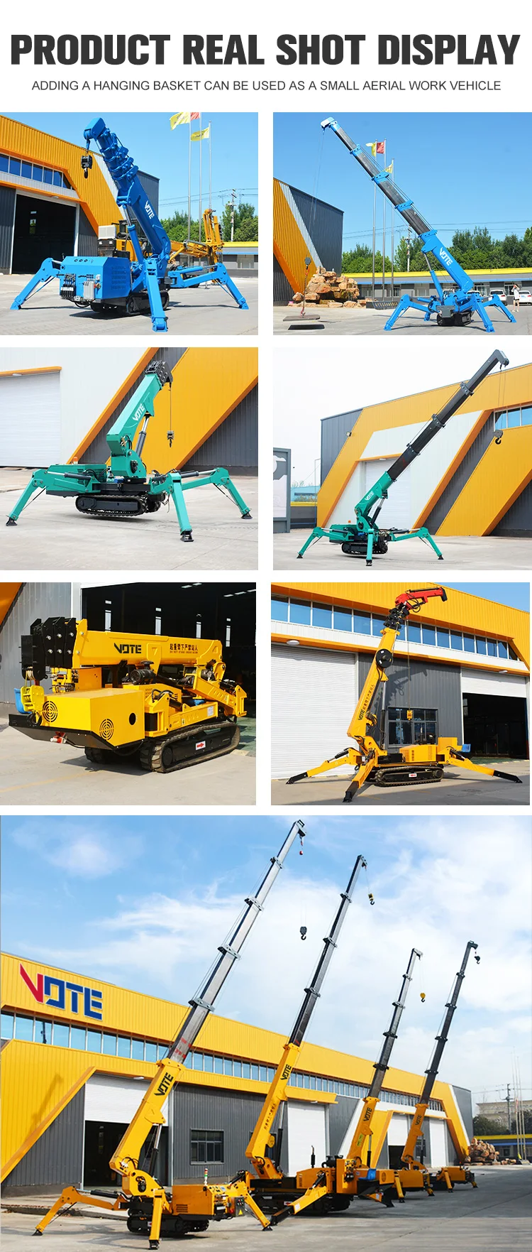 new energy spider crane crawler crane with hydraulic telescopic outriggers small crane offer Narrow work 3 5 8 ton