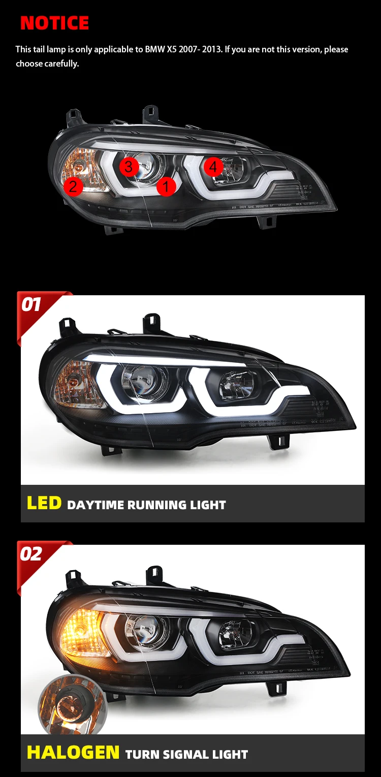 For Bmw X5 X5 E70 Headlights 2007 2008 2009 2000 2011 Rhd Modified Led