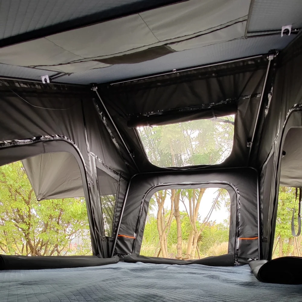 2025 Hydraulic Stainless Steel Rod Aluminum Hard Shell Roof Top Tent for 2-3 Person with 320g Polyester Cotton and Waterproof >3000 mm