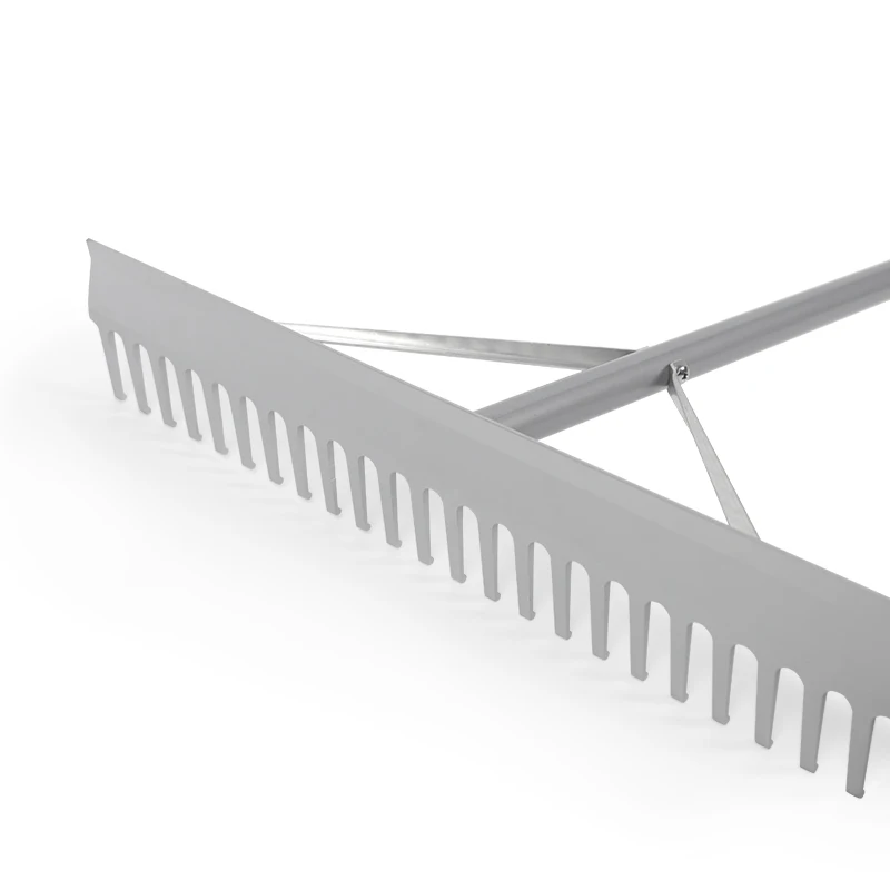 Anodized Aluminum Rake Head 28mm Powder Coated Steel Tube Handle Rake